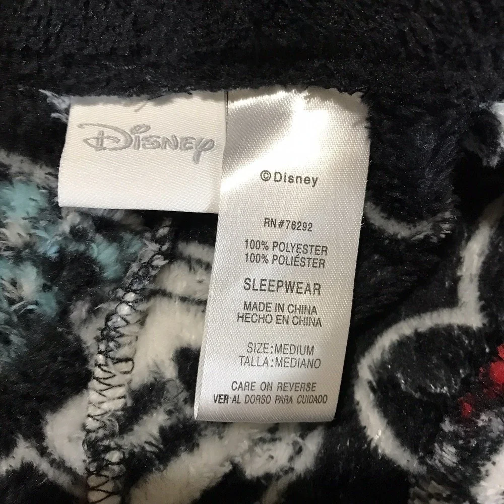 Disney Mickey Minnie Mouse Fleece Pajama Pants Womens Medium Black Plush Sleep - Picture 5 of 6